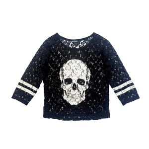 Express Brand Lace Skull Gothic Grunge Rocker Top